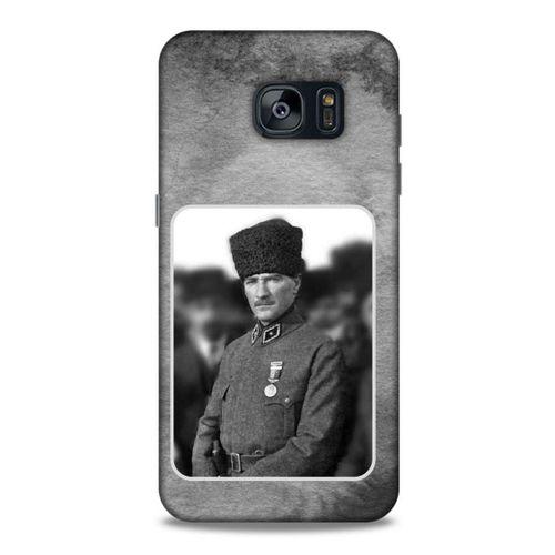 Samsung Galaxy S7 Edge Kılıf Atatürk (38) Neo Hybrid Kılıf Antrasit Taş