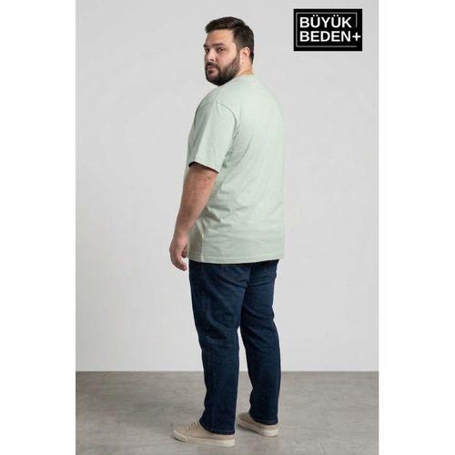 Erkek Büyük Beden Brooklyn 1970 Baskılı Bisiklet Yaka Tshırt SPR25BTS904