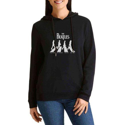 Road The Beatles Logo Müzik Beatles Baskılı Siyah Kadın Kapşonlu Sweatshirt