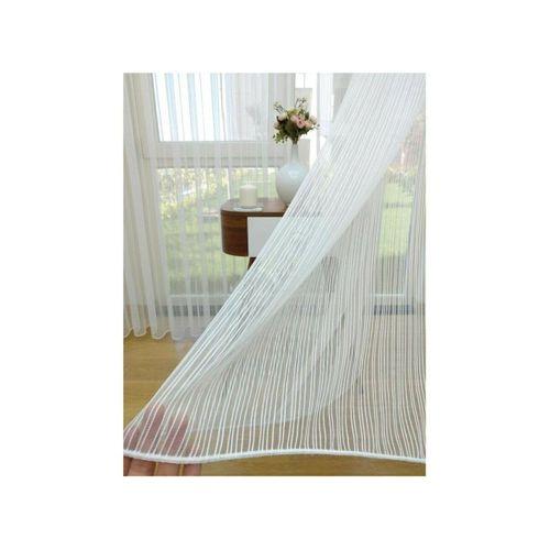 Brillant Great Home Dsingn Çizgili Tül Perde 1/3 Sık Pileli