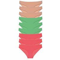 9 adet Süper Eko Set Likralı Kadın Slip Külot Ten Yeşil Fuşya