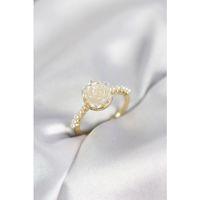 Gold Renk Gül Model İncili Kadın Yüzük