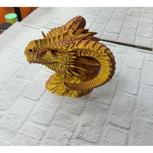 Asil Tasarım Gold–red Ejderha Heykeli Hediyelik Fantastik Dekor