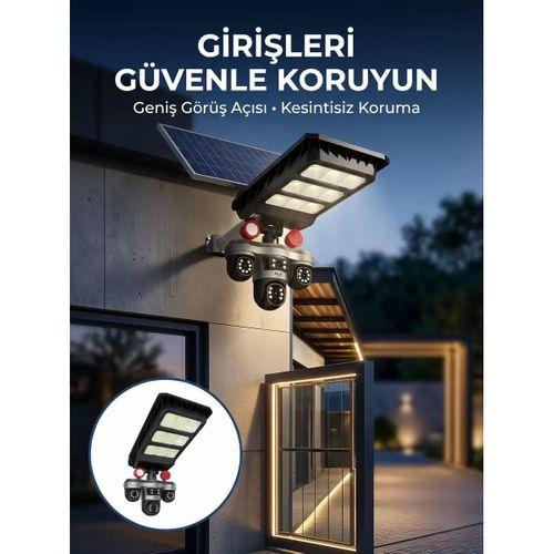 Akıllı Solar Güvenlik Kamerası 3 Lens Hareket Takip Özellikli Dış Ortam Kamera