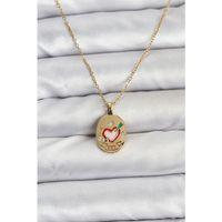316L Çelik Zincir Gold Renk Kalp Figürlü Kadın Kolye