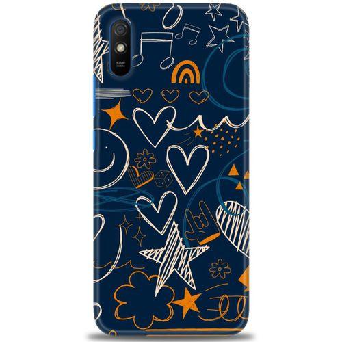 Xiaomi Redmi 9A Kılıf HD Baskılı Kılıf - Notalar ve Kalpler + Tam Ekran Koruyucu