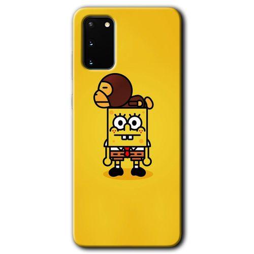 Samsung Galaxy S20 Kılıf HD Desen Baskılı Arka Kapak + Temperli Cam - Sünger Bob
