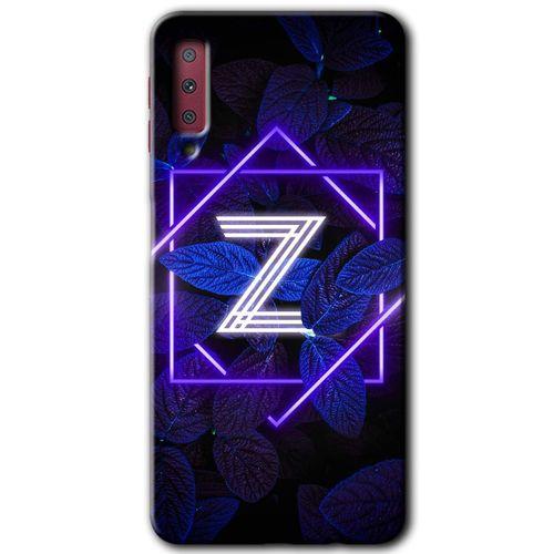 Galaxy A7 2018 Kılıf HD Desen Baskılı Arka Kapak - Dark Neon Yaprak Z Harfi + Kırılmaz Cam