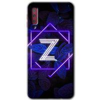 Galaxy A7 2018 Kılıf HD Desen Baskılı Arka Kapak - Dark Neon Yaprak Z Harfi + Kırılmaz Cam