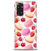 Xiaomi Redmi Note 11 Kılıf HD Baskılı Kılıf - Makaron ve Çilekler + Tam Ekran Koruyucu