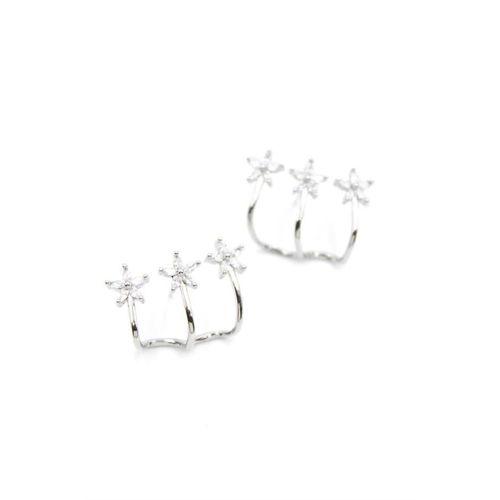 Üçlü Çiçek Küpe - Gümüş