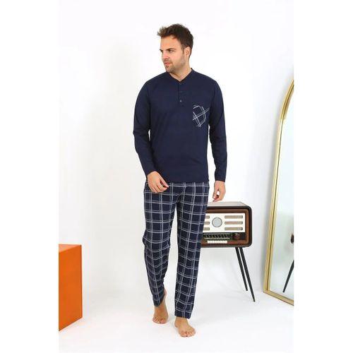 Erkek Uzun Kol Penye Lacivert Pijama Takımı