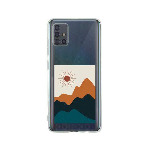 Samsung A71 Mountain & Sun Desenli Premium Şeffaf Silikon Kılıf