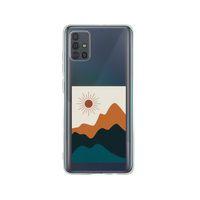 Samsung A71 Mountain & Sun Desenli Premium Şeffaf Silikon Kılıf