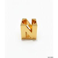 Gold Harf Şeklinde Mini Dekoratif Saksı Kişiye Özel Baş Harf Tasarım Masaüstü Ofis Dekoru