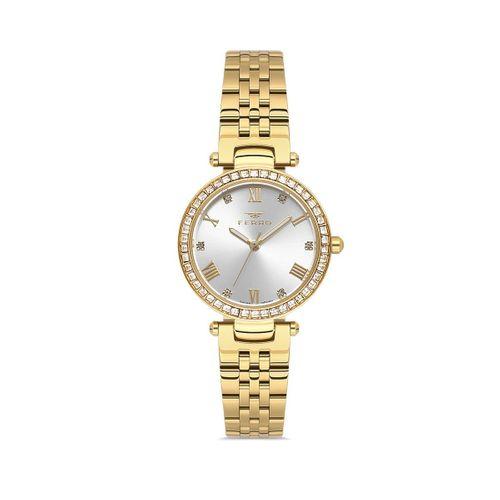 Ferro FL21593AWT-B Quartz Çelik Altın Rengi 30 mm Kadın Kol Saati