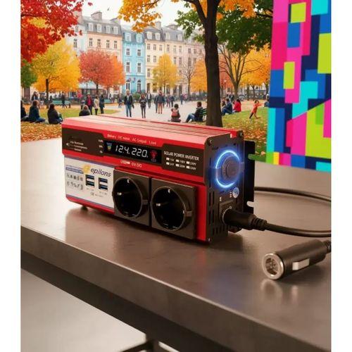 12v 2000w Modifiye Sinüs İnverter Araç Ve Güneş Enerjisi Uyumlu, Çift Usb, Çift Priz Ve Çakmaklık Epilons