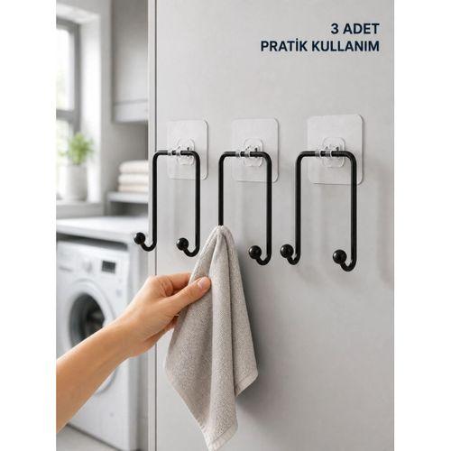 3 Adet Yapışkanlı Duvar Askısı Çok Amaçlı Pratik Askılık Seti