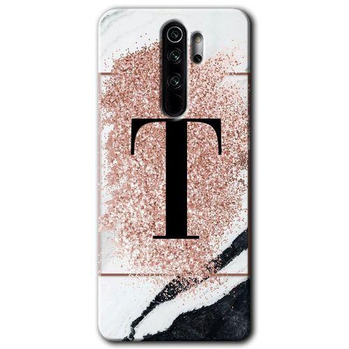 Xiaomi Redmi Note 8 Pro Kılıf HD Desen Baskılı Arka Kapak - Pembe Mermer Desenli T Harfi