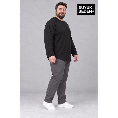Erkek Büyük Beden Bisiklet Yaka Süprem İnce Uzun Kollu Oval Etek Tişört SPR26BTS943