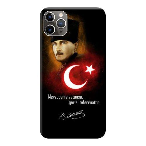 iPhone 11 Pro Max Kılıf Atatürk Mevzubahis Baskılı Esnek TPU Silikon