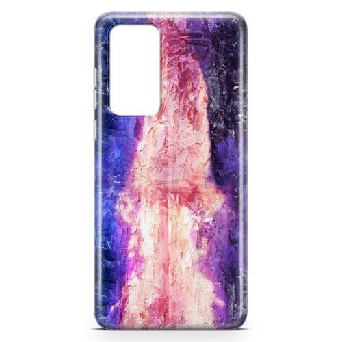 Huawei P40 Kılıf Mavi Mor Pembe Taş Arka Kapak Koruma Desenli Full Koruyucu