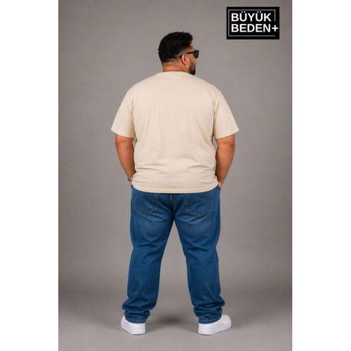 Süperlife Büyük Beden Erkek V Yaka Pamuklu Basic Tişört Lacivert 3XL-6XL SPR26BTS509