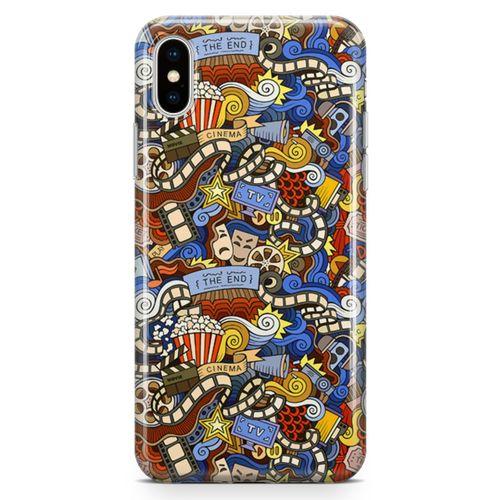 Apple iPhone XS Kılıf Doodle Sinemasever Arka Kapak Koruma Desenli Full Koruyucu