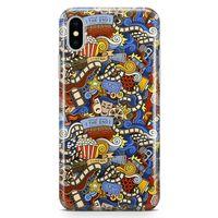 Apple iPhone XS Kılıf Doodle Sinemasever Arka Kapak Koruma Desenli Full Koruyucu