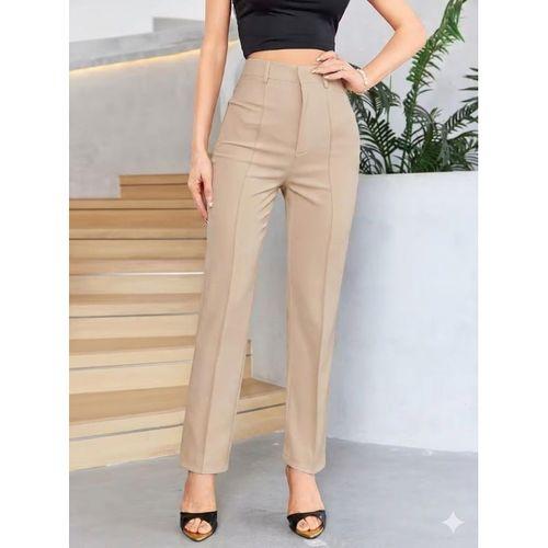 Bordo Renk Yüksek Bel Maskülen Kesim Kumaş Pantolon