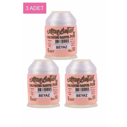 3 Adet Altınbaşak Oya ve Dantel İpi 20 gr - Royaleks - No: BEYAZ