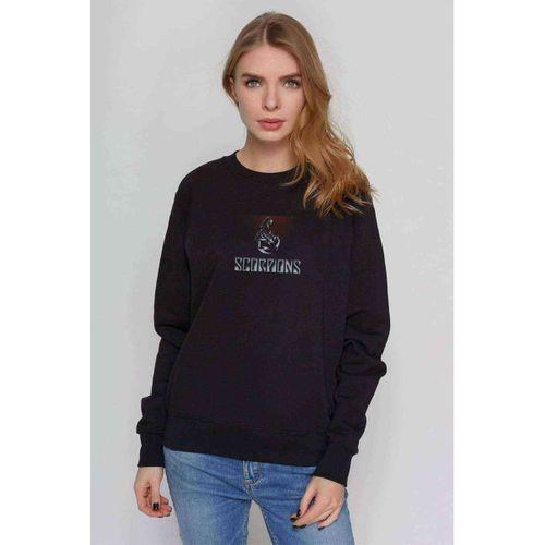 Scorpions Red Poison Scorpions Band Baskılı Siyah Kadın Sweashirt