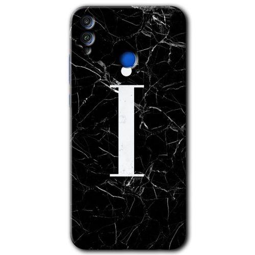 Honor 8x Kılıf HD Desen Baskılı Arka Kapak - Siyah Mermer Desenli İ Harfi