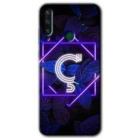 Huawei Y6P Kılıf Baskılı Kapak - Dark Neon Yaprak Ç Harfi +Tam Kaplayan Mat Seramik