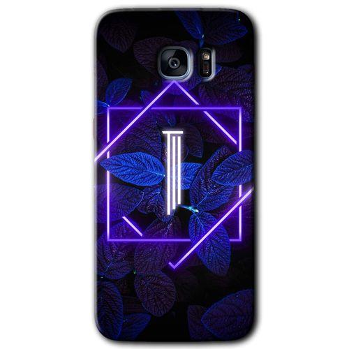 Galaxy S7 Edge Kılıf HD Desen Baskılı Arka Kapak - Dark Neon Yaprak I Harfi