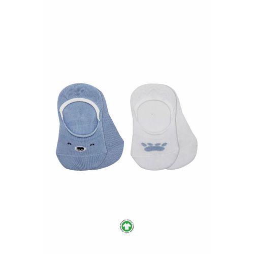 Bistyle 2'li Babet Cute Face Penye Çorap 30103 Mavi-beyaz