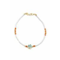 Boncuklu Çiçek  Halhal - Mavi