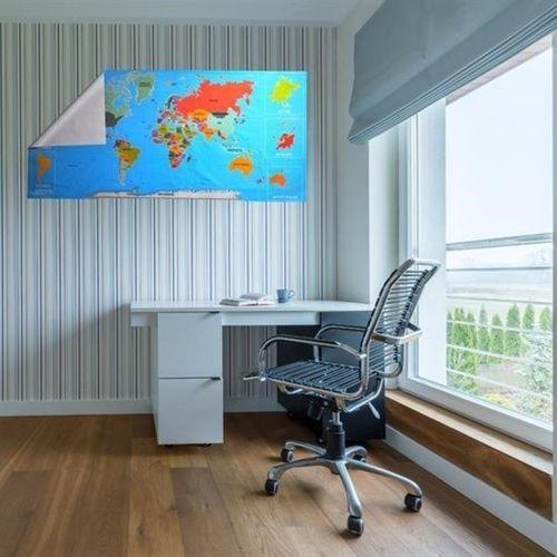 RenkliAtlas DünyaHaritası Manyetik Yapıştırıcı Gerektirmeyen Duvar Stickerı 118 CM * 56 CM