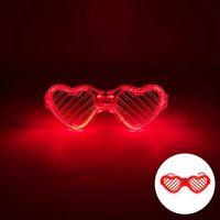 Kırmızı LED Işıklı Kalp Gözlük – 3 Modlu Parti &