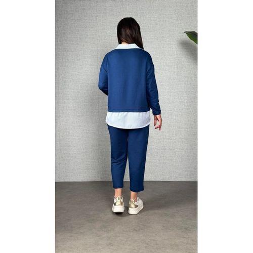 Polo Yaka Gömlekl Detay Salaş Balon Pantolunlu ıkılı Takım