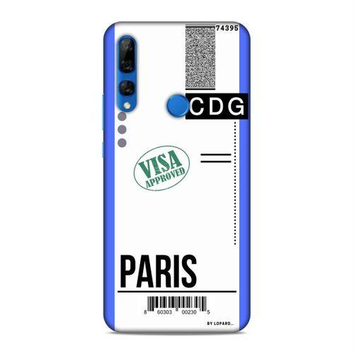 Huawei Y9 Prime 2019 Kılıf Uçak Bileti Paris Arka Kapak Koruma Desenli Full Koruyucu