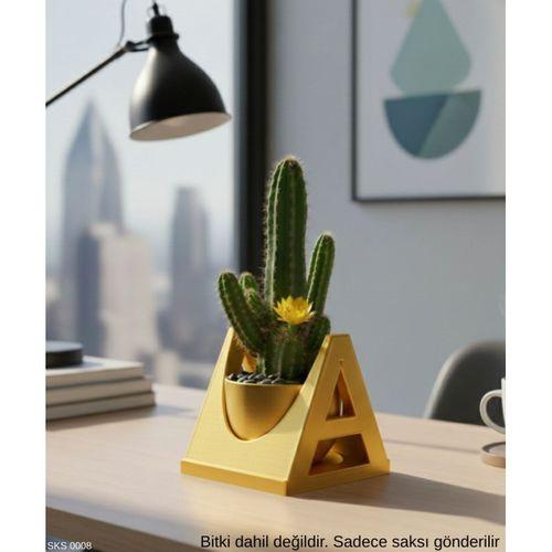 Gold A Harf Seklinde Mini Dekoratif Saksi Ismine Ozel Bas Harf Tasarim 75 Cm Masa Ustu Ofis Dekoru