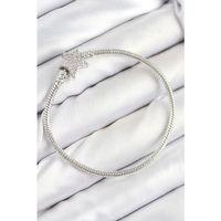 Pirinç Charm Zirkon Taşlı Yıldız Model Gümüş Renk Kadın Bileklik