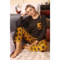 Kadın Uzun Kol Penye Pijama Takım Kahve