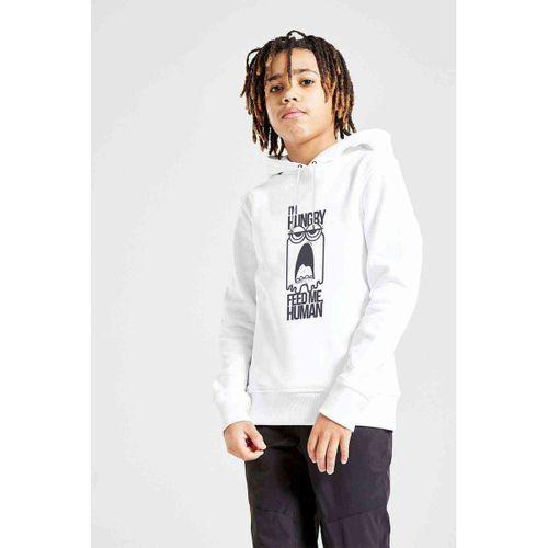 I Am Hungry Baskılı Unisex Çocuk Kapüşonlu Beyaz Sweatshirt