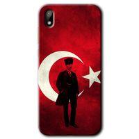 MRCİLETİSİM Huawei Y5 2019 Kılıf HD Desen Baskılı Arka Kapak + Temperli Cam - Atatürk Bayrak