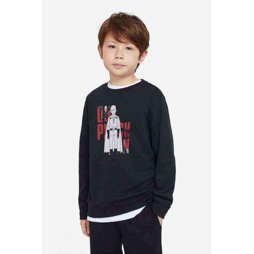 Anime One Punch Man Baskılı Unisex Çocuk Siyah Sweatshirt