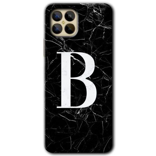 Omix X600 Kılıf HD Desen Baskılı Arka Kapak - Siyah Mermer Desenli B Harfi