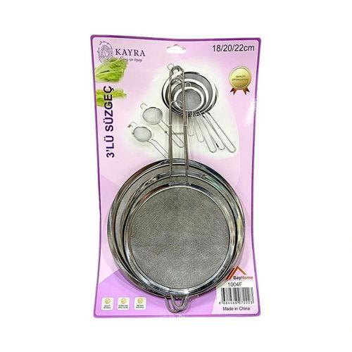 Metal 3'li Süzgeç 18-20-22 cm
