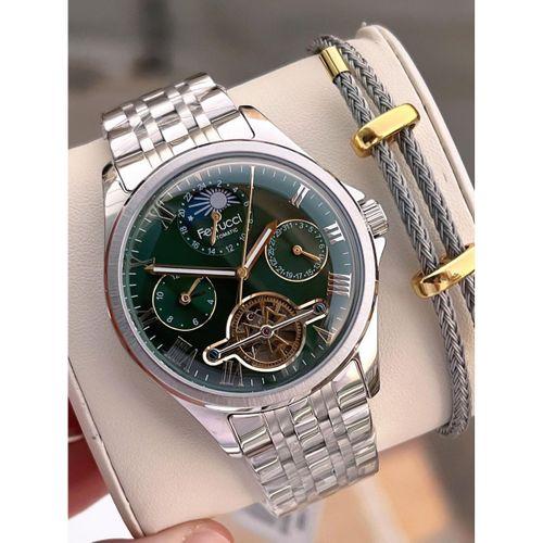 Ferrucci Otomatik Ve Kurmalı Güneş Ve Mehtap Kadranlı Çelik Kordonlu Erkek Kol Saati BFC.03606.2